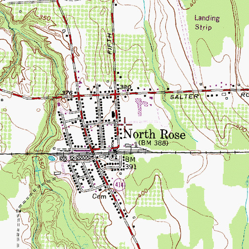 Topographic Map of North Rose Volunteer Fire Department, NY
