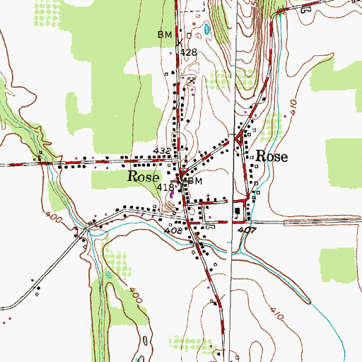 Topographic Map of Rose Volunteer Fire Company, NY