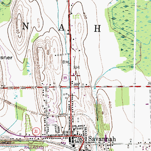 Topographic Map of Savannah Volunteer Fire Company, NY