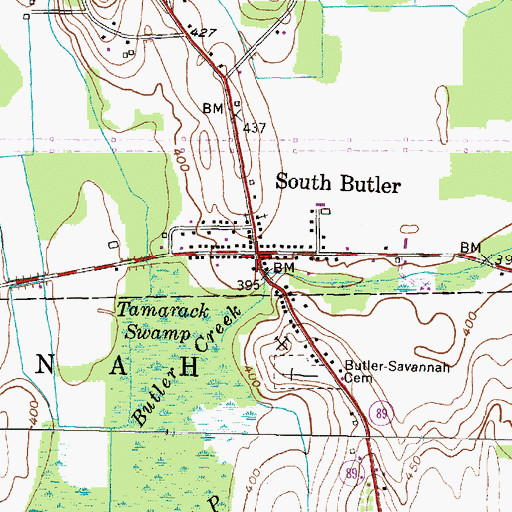 Topographic Map of South Butler Fire District, NY