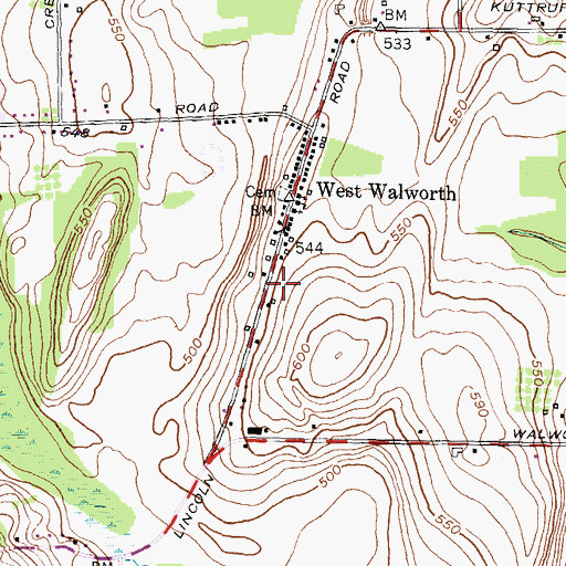 Topographic Map of West Walworth Volunteer Fire Department, NY
