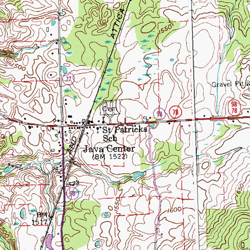 Topographic Map of North Java Volunteer Fire Department Station 2, NY