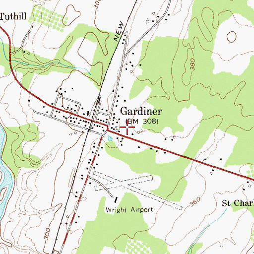 Topographic Map of Gardiner Volunteer Fire Department and Ambulance Station 1, NY