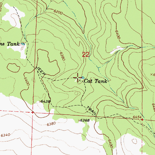Topographic Map of Cat Tank, AZ