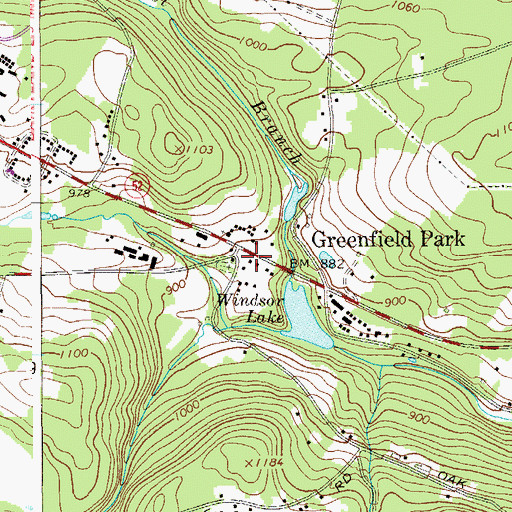 Topographic Map of Kimble Hose Company 2 Greenfield Park Station, NY