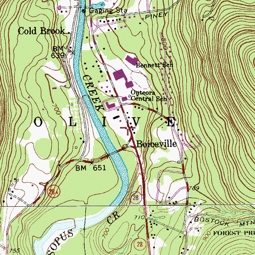 Topographic Map of Olive Volunteer Fire Department 1 Boiceville Company 5, NY