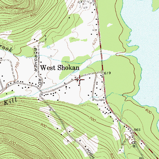 Topographic Map of Olive Volunteer Fire Department 1 West Shokan Company 3, NY