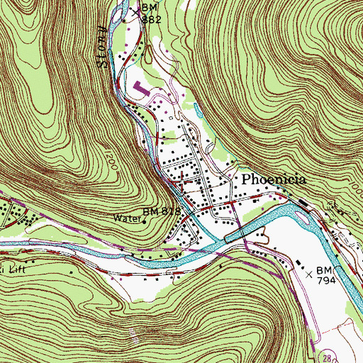 Topographic Map of Phoenicia Volunteer Fire Company Whitney Hose Company 1, NY