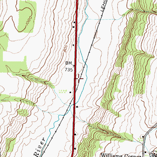 Topographic Map of Middlesex Valley Volunteer Ambulance Service, NY