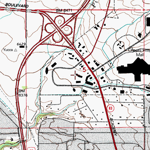 Topographic Map of Colorado Springs Police Department Falcon Area Command, CO