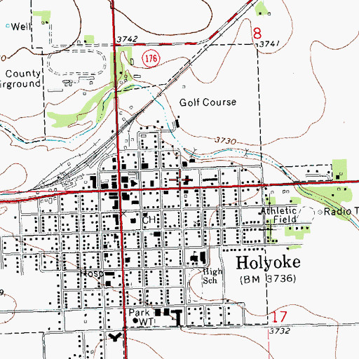 Topographic Map of Holyoke Police Department, CO