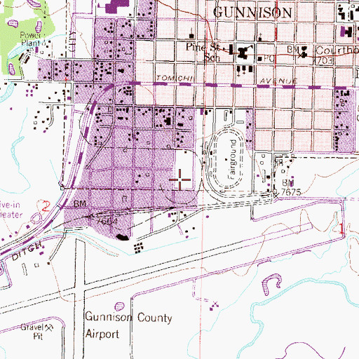 Topographic Map of Gunnison County Sheriff's Office, CO