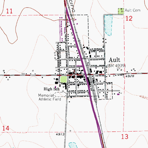 Topographic Map of Ault Police Department, CO