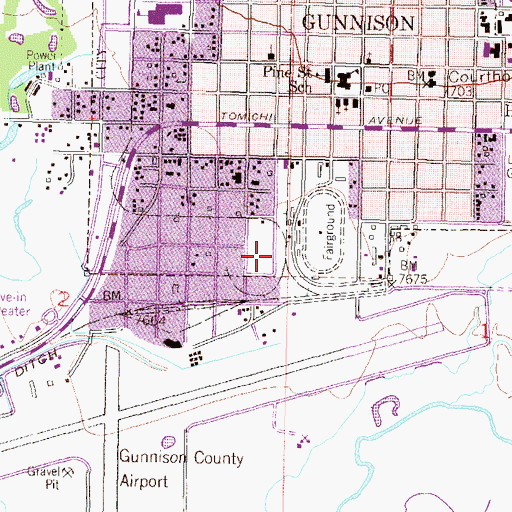 Topographic Map of Gunnison County Detention Center, CO
