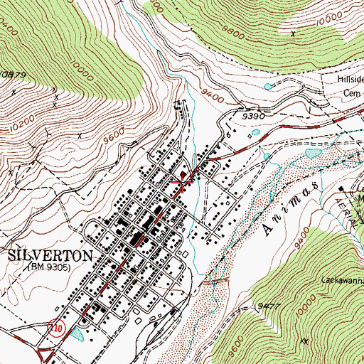 Topographic Map of Silverton San Juan County Ambulance Service, CO