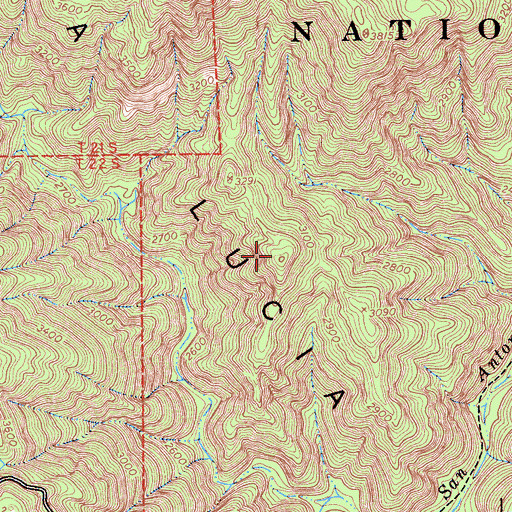 Topographic Map of Santa Lucia Range, CA