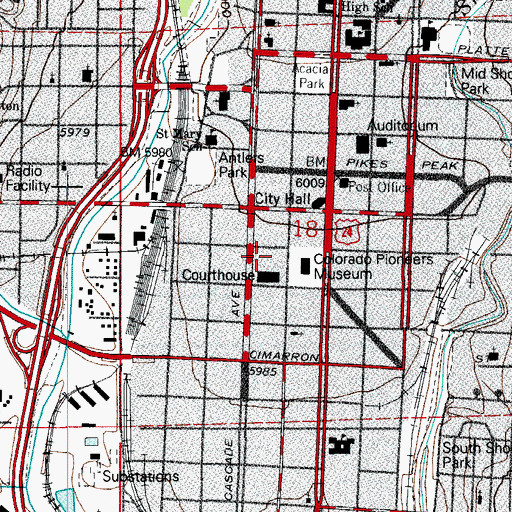 Topographic Map of El Paso County Sheriff's Office, CO
