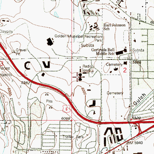Topographic Map of Jefferson County Jail, CO
