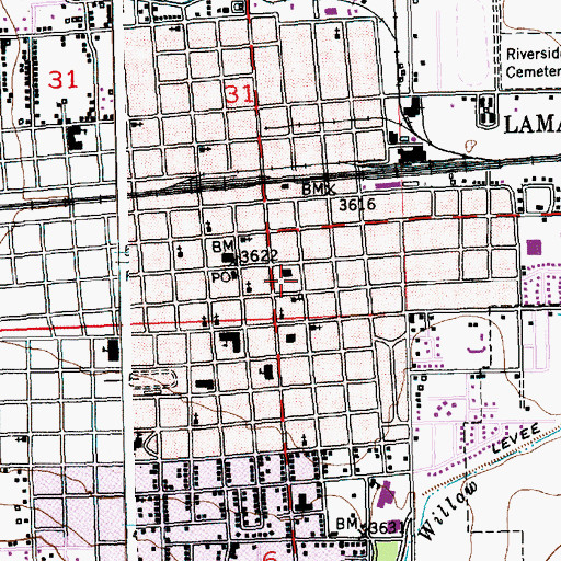 Topographic Map of Prowers County Jail, CO