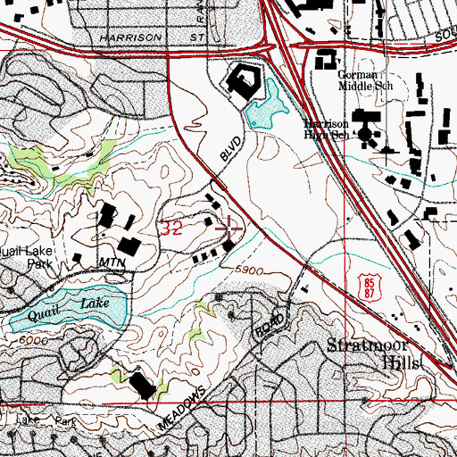 Topographic Map of Colorado State Patrol Troop 2B Colorado Springs, CO