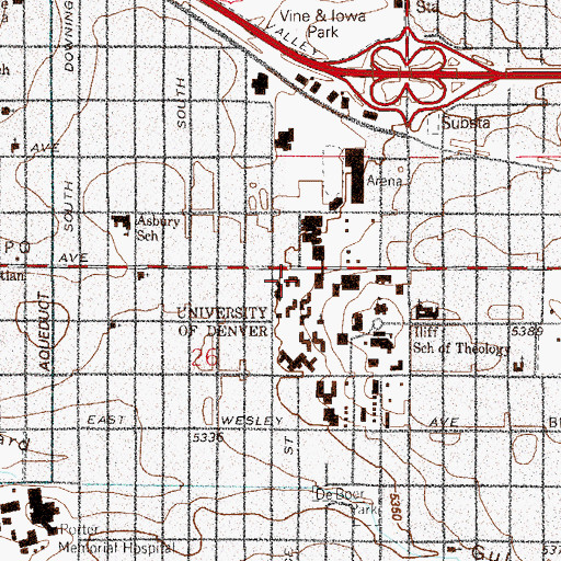 Topographic Map of University of Denver Campus Safety, CO
