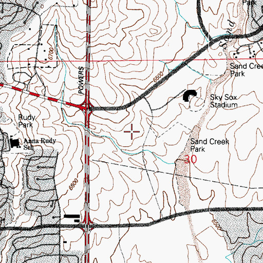 Topographic Map of Colorado Springs Police Department Stetson Hills Division, CO