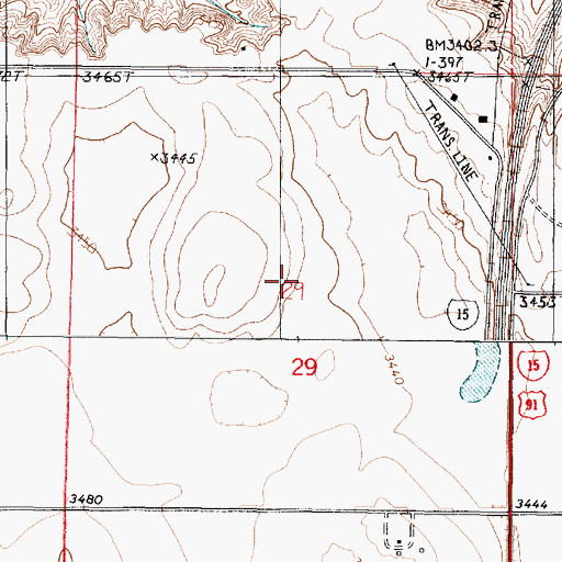 Topographic Map of Crossroads Correctional Center, MT