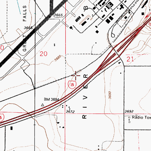 Topographic Map of Cascade County Regional Prison, MT
