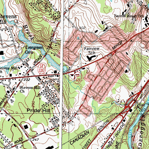 Topographic Map of Auburn Fire Department Central Station, ME