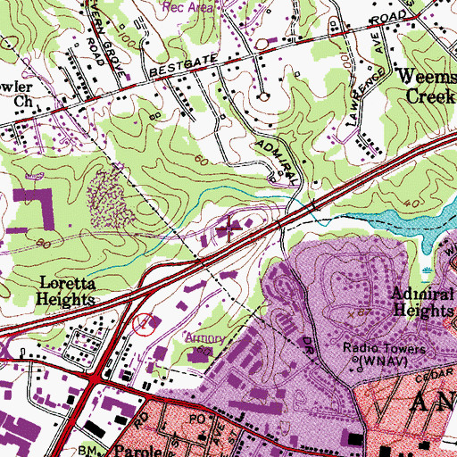 Topographic Map of Jennifer Road Detention Center, MD