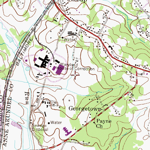 Topographic Map of Jessup Correctional Institution, MD