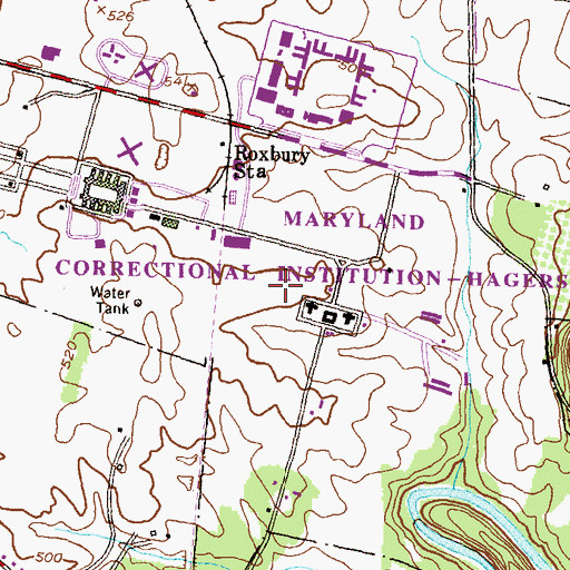 Topographic Map of Roxbury Correctional Institution, MD