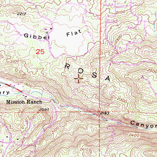 Topographic Map of Santa Rosa Hills, CA