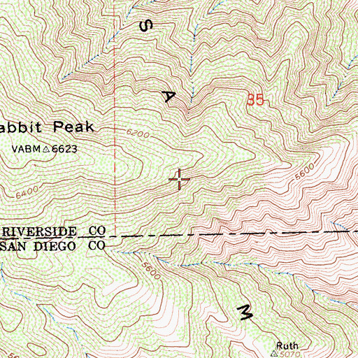 Topographic Map of Santa Rosa Mountains, CA