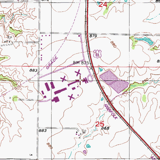 Topographic Map of Moberly Correctional Center, MO
