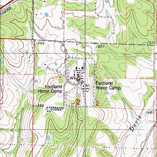 Topographic Map of Ozark Correctional Center, MO
