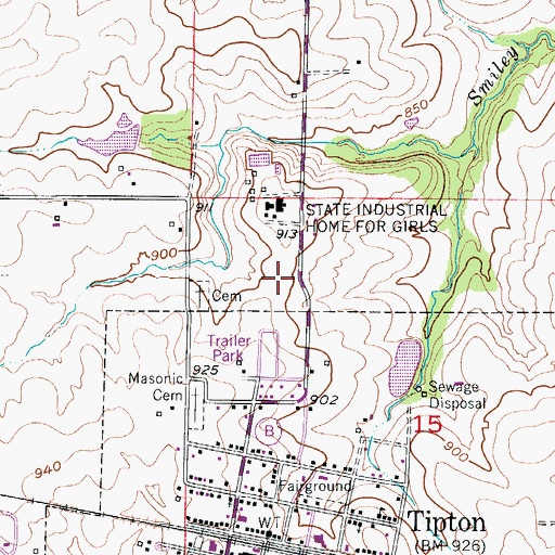 Topographic Map of Tipton Correctional Center, MO