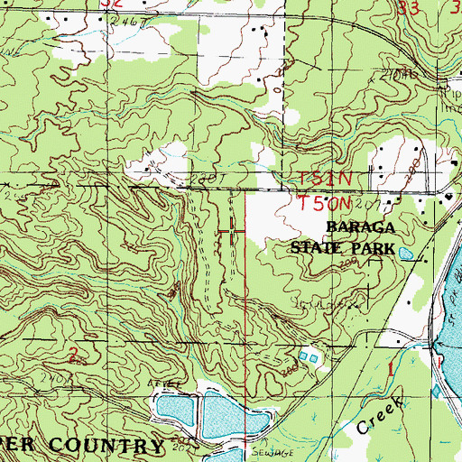 Topographic Map of Baraga Correctional Facility, MI