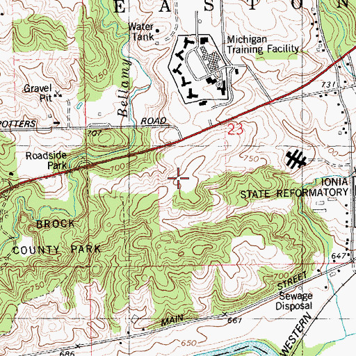 Topographic Map of Bellamy Creek Correctional Facility, MI