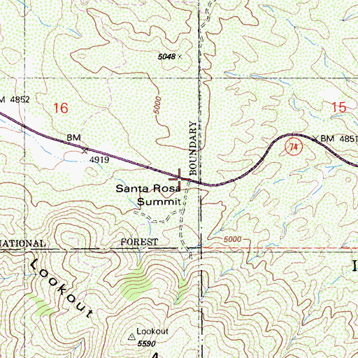 Topographic Map of Santa Rosa Summit, CA