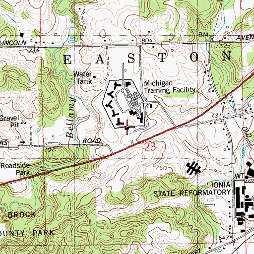 Topographic Map of Richard A Handlon Correctional Facility, MI