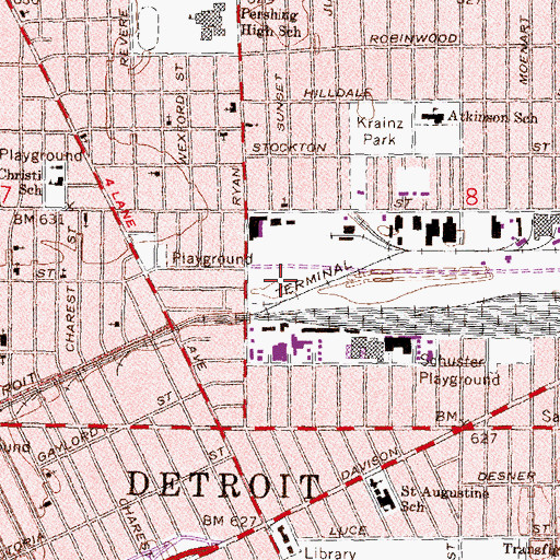 Topographic Map of Detroit Reentry Center, MI