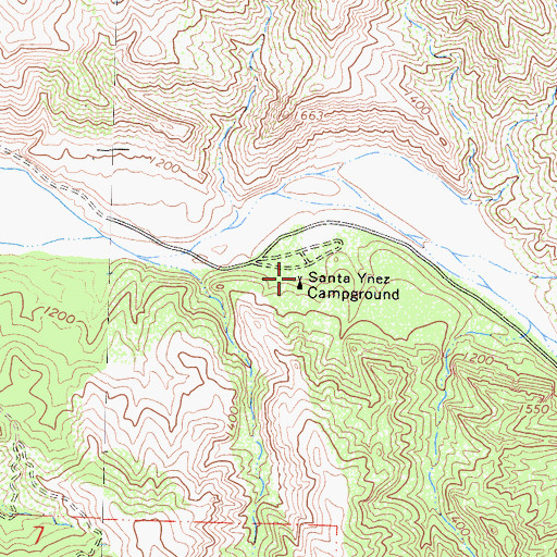Topographic Map of Santa Ynez Campground, CA