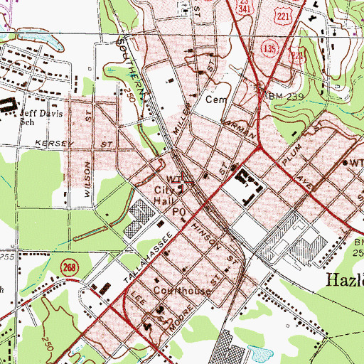 Topographic Map of Jeff Davis County Detention Center, GA