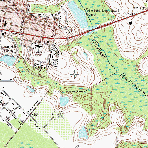 Topographic Map of Bacon Probation Detention Center, GA