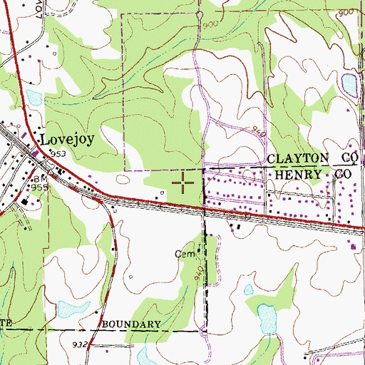 Topographic Map of Clayton County Prison, GA