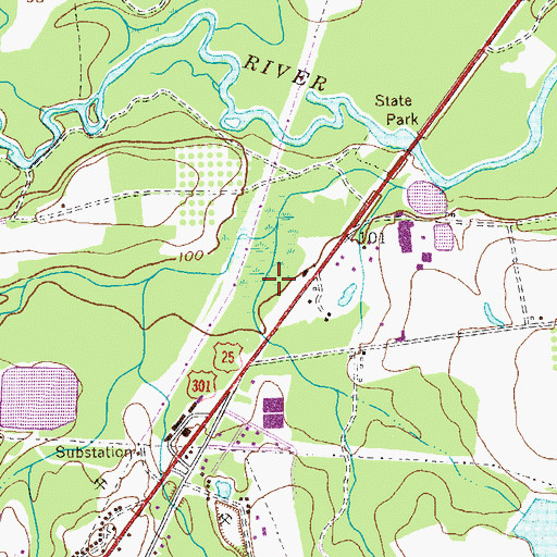 Topographic Map of Southeast District Probation Detention Center, GA