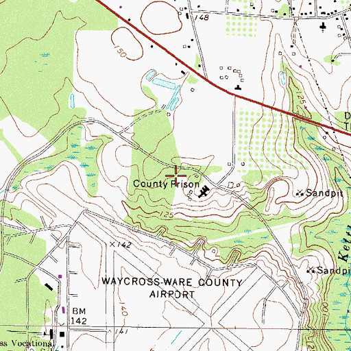 Topographic Map of Ware State Prison, GA