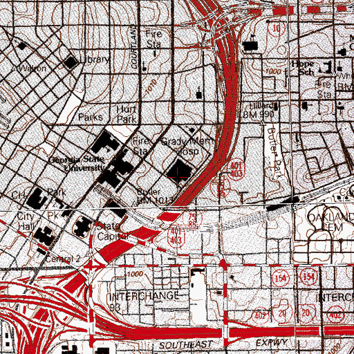 Topographic Map of Grady Detention Center, GA