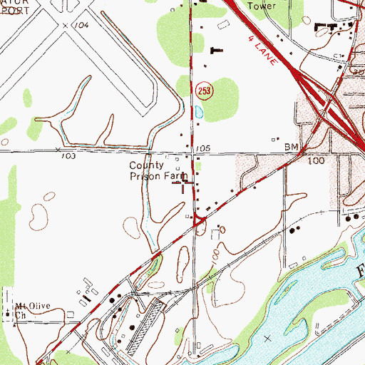 Topographic Map of Decatur County Correctional Institution, GA